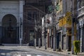 Empty Sao Caetano street with Pinacoteca do Estado background, in downtown Sao Paulo city