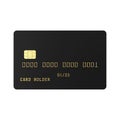 Empty Satin Black Credit Card with Golden Text Isolated on White Background.