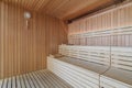Empty sauna interior. Relax in a hot sauna.