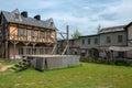 Empty scaffold with a place for execution and wooden gallows Royalty Free Stock Photo