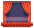 Empty scene interior. Cartoon stage with red curtains Royalty Free Stock Photo