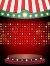 Empty scene with stage podium and circus tent. Design for presentation, concert, show Royalty Free Stock Photo