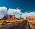 Empty scenic highway in Monument Valley Royalty Free Stock Photo