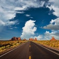 Empty scenic highway in Monument Valley