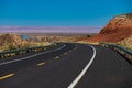 Empty scenic highway in USA. Long Desert Highway California. Royalty Free Stock Photo