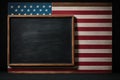 Empty school board on the background of the American flag. AI generated Royalty Free Stock Photo