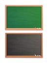 Empty school chalkboard. Black and green chalk blackboard in wooden frame isolated vector background Royalty Free Stock Photo