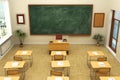 Empty school classroom with blackboard for training.