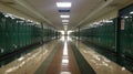 Empty School Hallway with Green Lockers Generative AI Royalty Free Stock Photo