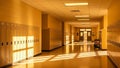 Empty School Hallway with Lockers and. Royalty Free Stock Photo