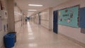 Empty School Hallway White Blue Royalty Free Stock Photo