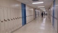 Empty School Hallway White Blue Royalty Free Stock Photo