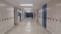 Empty School Hallway White Blue Royalty Free Stock Photo