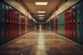 Empty school hallways filled with lockers Royalty Free Stock Photo
