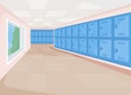 Empty school passageway flat color vector illustration Royalty Free Stock Photo