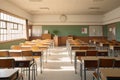 An empty schoolclass with a cleared board Royalty Free Stock Photo