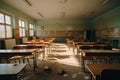 An empty schoolclass with a cleared board Royalty Free Stock Photo