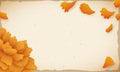 Empty scroll decorated with marigold flower and petals, Vector illustration Royalty Free Stock Photo