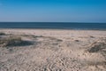 empty sea beach with sand dunes - vintage retro film look Royalty Free Stock Photo