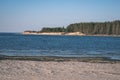 empty sea beach with sand dunes - vintage retro film look Royalty Free Stock Photo