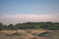 empty sea beach with sand dunes - vintage retro film look Royalty Free Stock Photo