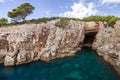 Empty sea cave at the Lokrum Island in Croatia Royalty Free Stock Photo