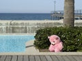 Empty seafront promenade with teddy bear