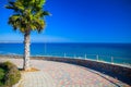 Empty seafront promenade of Pilar de la Horadada spanish town in the Province of Alicante