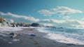 Arctic Oasis: A Stunning Vray Traced Ocean Scene With Rusty Debris And Flying Birds