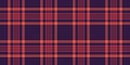 Empty seamless check textile, rug background plaid pattern. American vector texture tartan fabric in red and dark colors