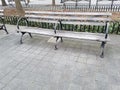 Wooden park bench double seat.