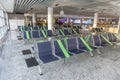 Empty seats with advice keep distance at Frankfurt Rhein-Main airport