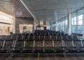 Empty seats at airport due to travel restrictions from virus Royalty Free Stock Photo