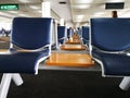 Empty seats in the departure terminal of Don Muang Airport in Bangkok, Thailand.