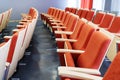 Empty seats in the hall for business meetings. Cancellation of conferences due to economic crisis Royalty Free Stock Photo