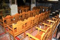 Empty seats inside Christian orthodox church in Athens, Greece