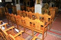 Empty seats inside Christian orthodox church in Athens, Greece