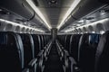 Empty seats in the interior of the aircraft. Generative ai