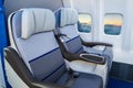 Empty seats in a modern airplane Royalty Free Stock Photo