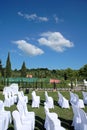 Empty seats at an outdoor wedding Royalty Free Stock Photo