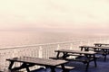 Seats and tables on a ferry boat Royalty Free Stock Photo