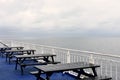 Seats and tables on a ferry boat Royalty Free Stock Photo