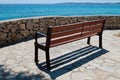 Empty seaview bench in Cala Bona, Majorca, Spain Royalty Free Stock Photo