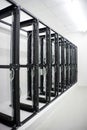 Empty server rack frame in a modern data center. Network infrastructure with wires and cables for bigdata storage and cloud Royalty Free Stock Photo
