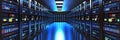 Empty Server Room, Rows of Working Data Center Servers, Big Data, Cloud Computing Technology Royalty Free Stock Photo
