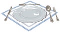 Plate spoon fork tablecloth