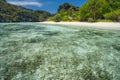 Empty shallow star beach at Tapiutan Island. El Nido, Palawan, Philippines Royalty Free Stock Photo