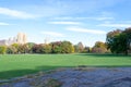 Empty Sheep Meadow during a morning in the fall Royalty Free Stock Photo