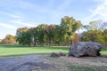 Empty Sheep Meadow during a morning in the fall Royalty Free Stock Photo