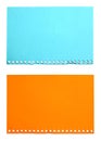 Empty sheet of orange and blue paper isolated